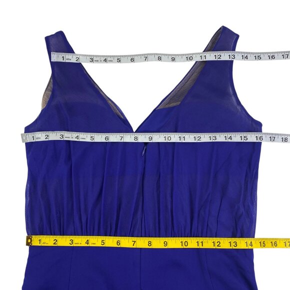 Marchesa Notte Sheath Cocktail Dress | 10 | Royal Blue Silk | Embellished - Picture 9 of 13